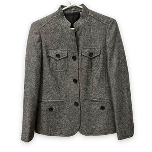 Liz Claiborne grey mix long sleeve button up blazer jacket size 6p
